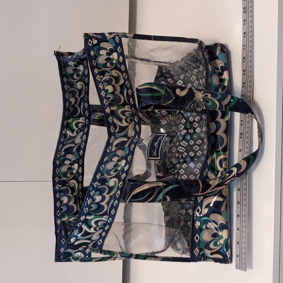 Vera Bradley Clear Large Tote Bag with Blue and Green Pattern - Picture 10 of 10